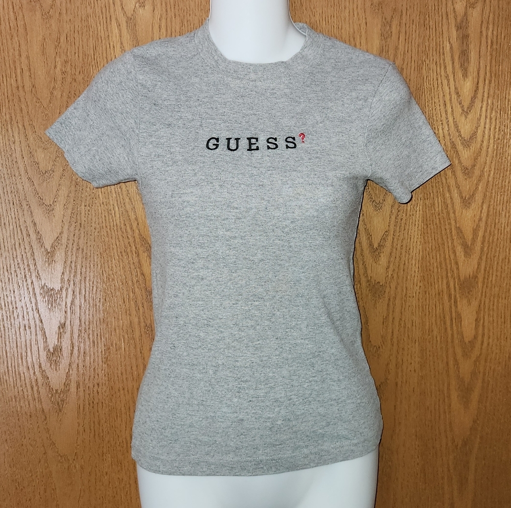 Vintage Y2K Guess Womens Small / Medium Baby Tee T-Shirt Spellout